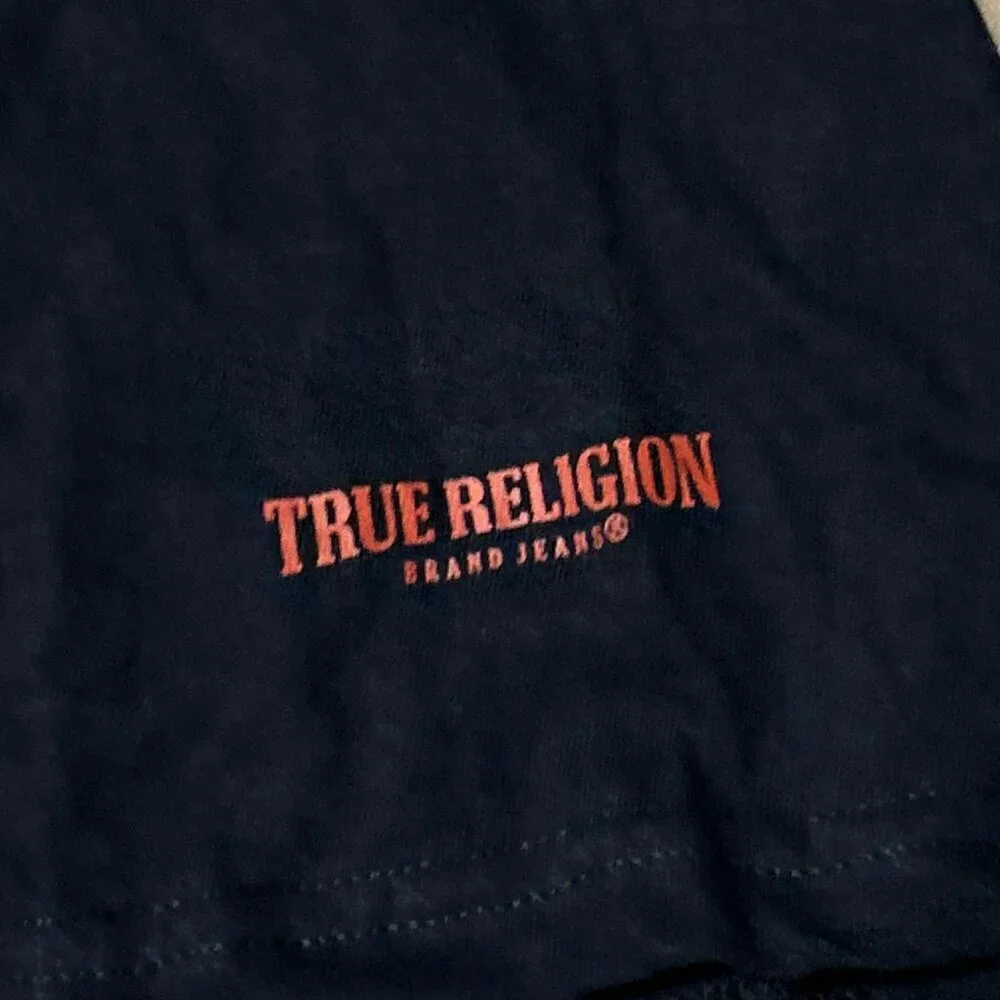 True Religion Men's T-Shirt Crew Neck Short Sleeves Black with Red Logo XL NEW